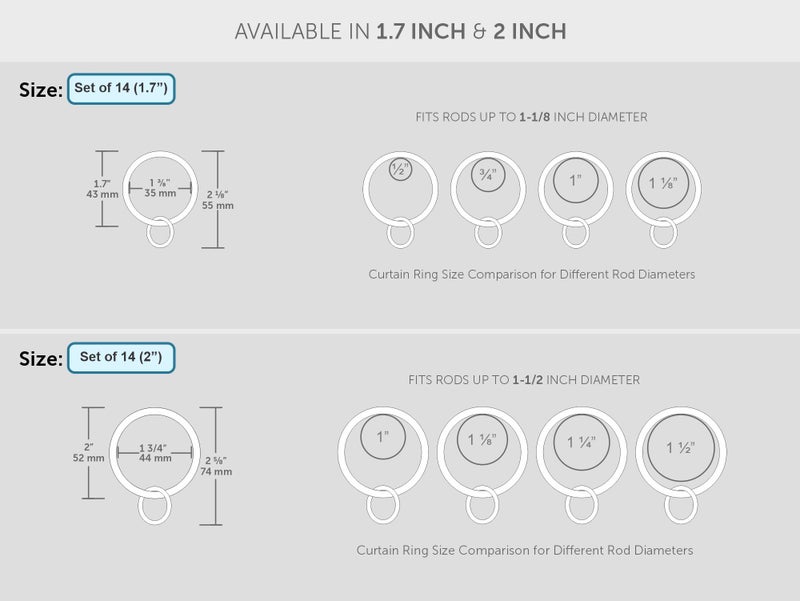 Ivilon Drapery Eyelet Curtain Rings - 1.7" Ring Loop for Hook Pins, Set of 14 - Satin Nickel - Image 3